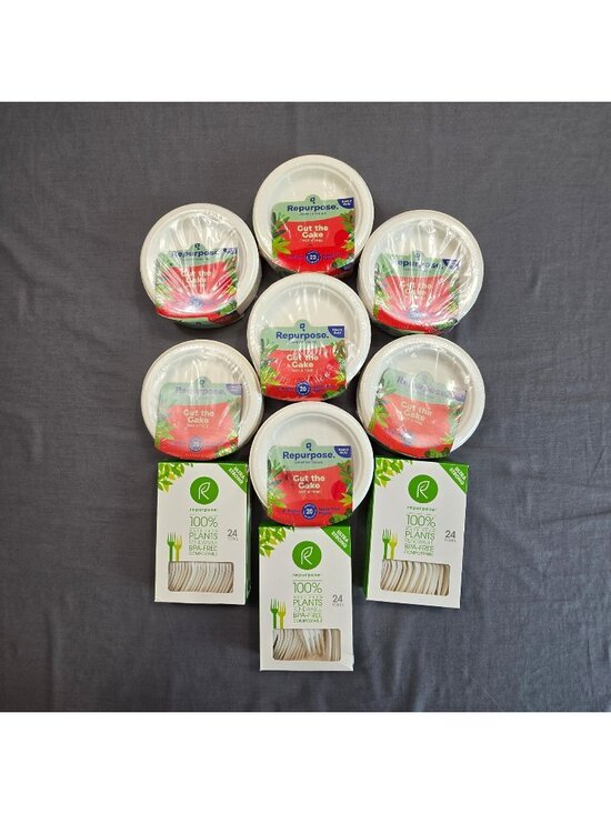 Repurpose Other - Repurpose Compostable Heavy-Duty 6" Plates & Plant-Based BPA-Free Forks